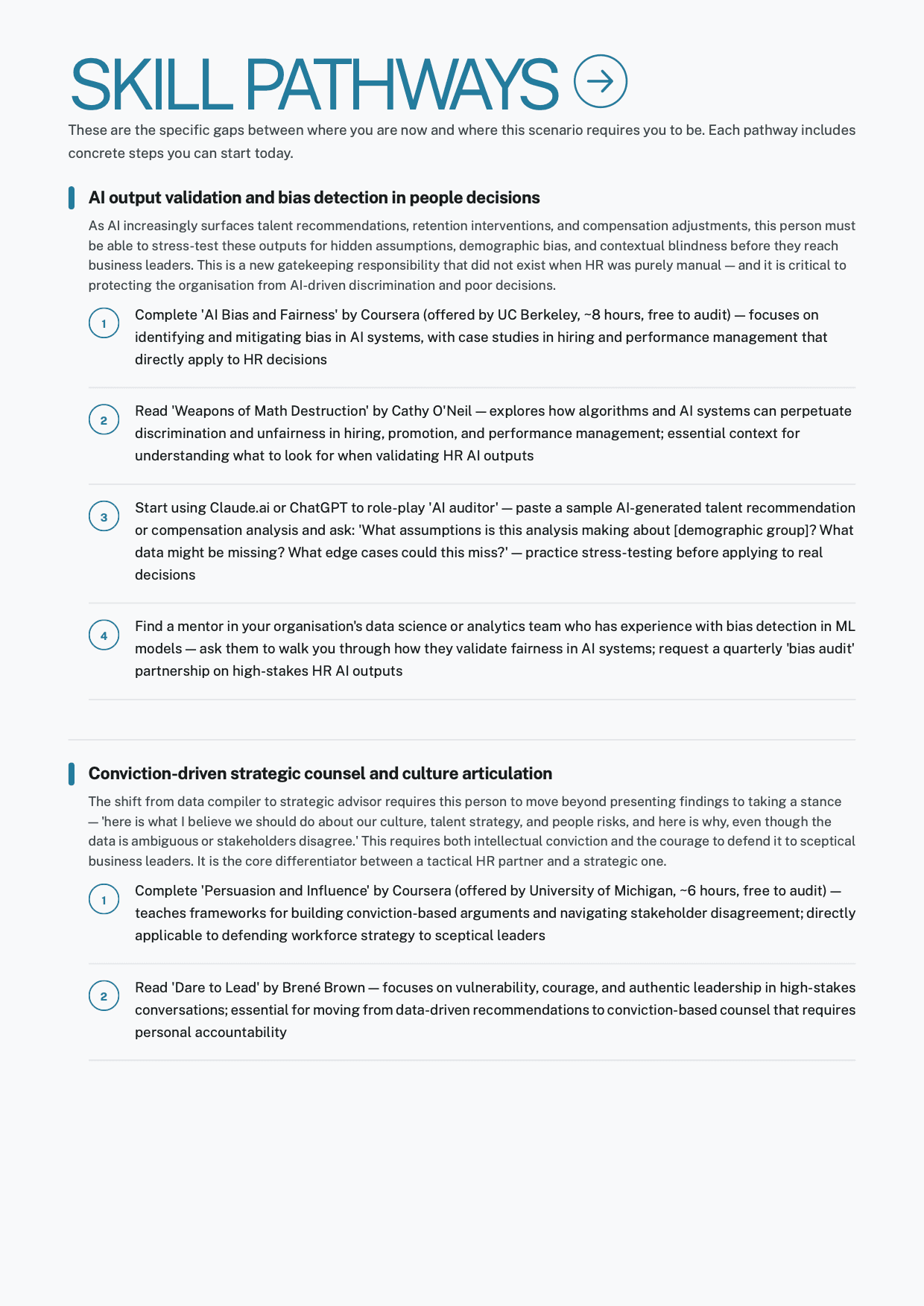 Core skills pathway with actionable steps